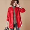 Damen S Mittellange Lockere Baseball-Stil PU-Leder Jacke Mantel