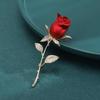 Sparkly Rhinestone Rose Brooch Creative Beautiful Flower Jewelry for Women Office Meeting Attire Decor Accessory