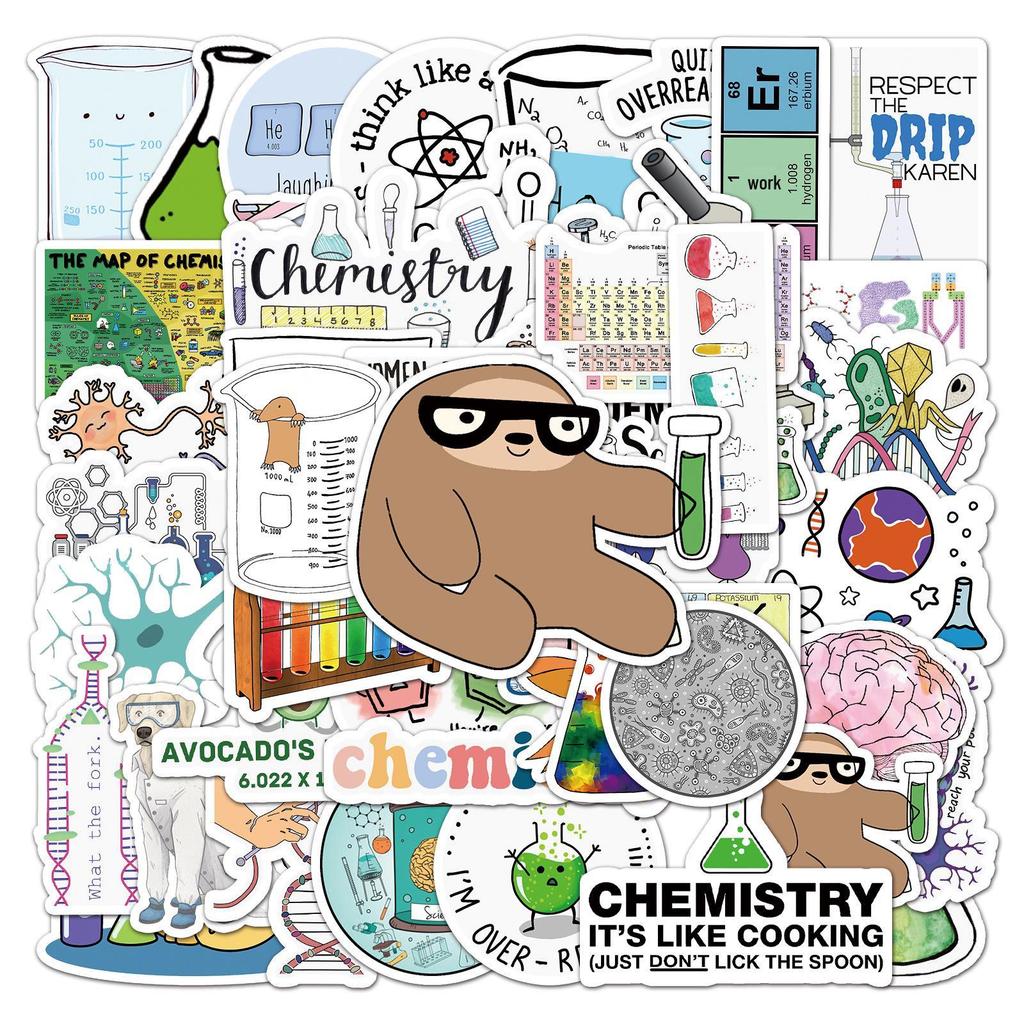 50 Ins Style DIY Chemical Equation Stickers for Laptops, Notebooks, Scooters, Cars