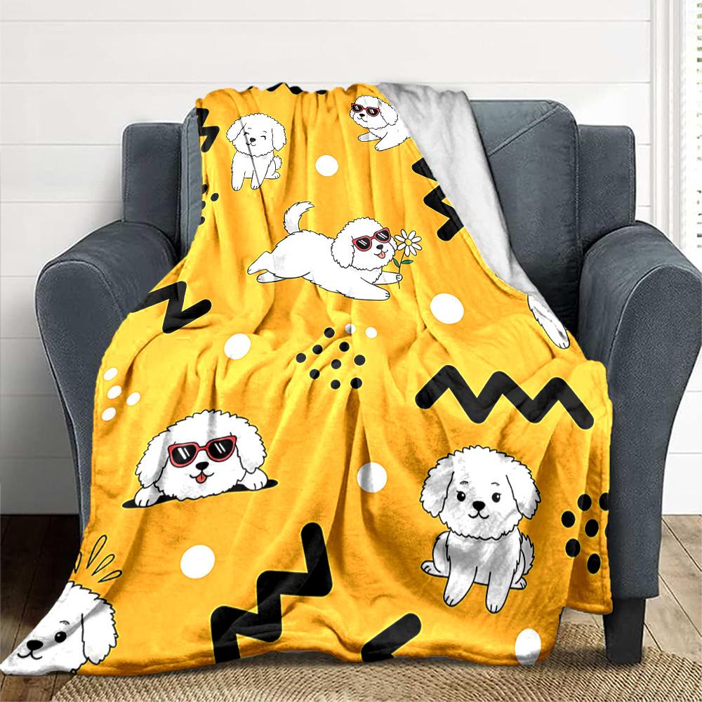 1pc Puppy Playful Blanket, Lightweight Flannel Throw Blanket for Sofa, Bed, Travel, Camping, Living Room, Office, Couch, Chair, and Bed