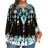 Women's Plus Size Fashion  Printed Casual Pleated Round Neck Long Sleeve Top