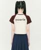 Kkolie Logo Raglan Crop Short Sleeve T-Shirt Burgundy Cream