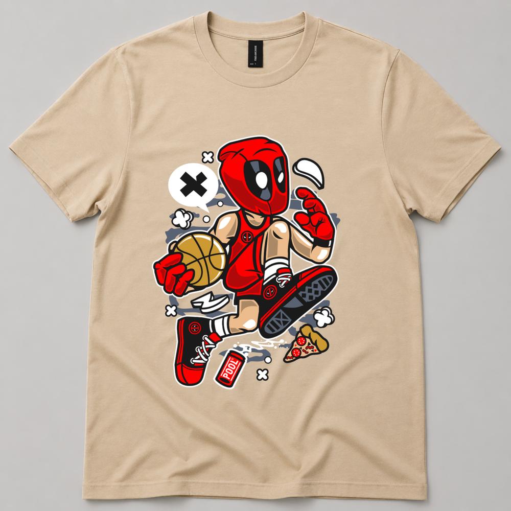 Red Mask Basketball Player TShirt Cartoon Parody Graphic Tee Unisex Adult Kids