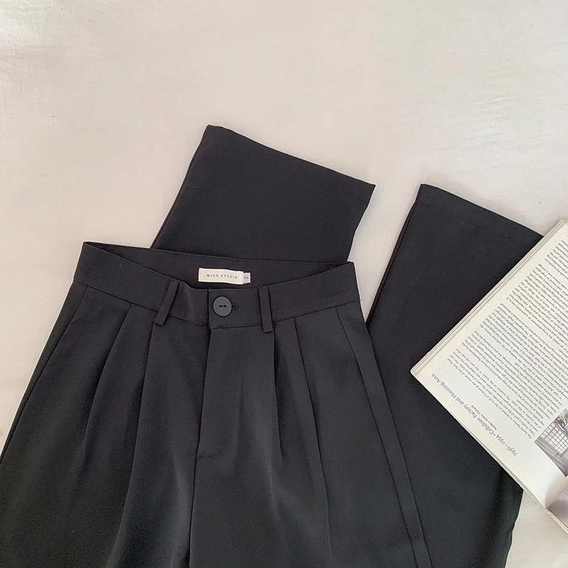 

Korean Fashion Trousers Casual Button Loose Female Pants High Waist Women Suit Pants Fall Straight Office Ladies Pant XS чорний
