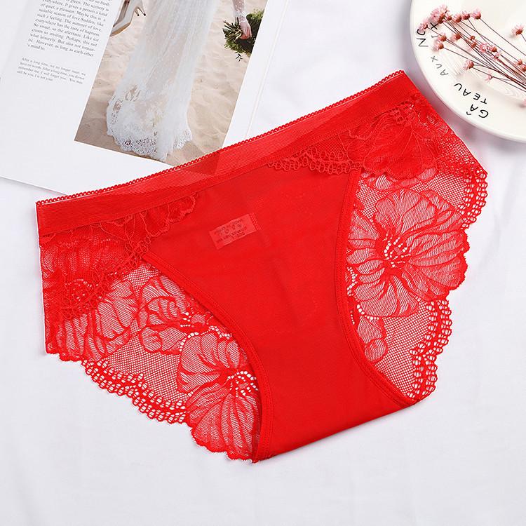 Mesh Seamless Mid-waist Underwear Women Panties Plus Size Sexy Lace Breathable Hip Lift Briefs