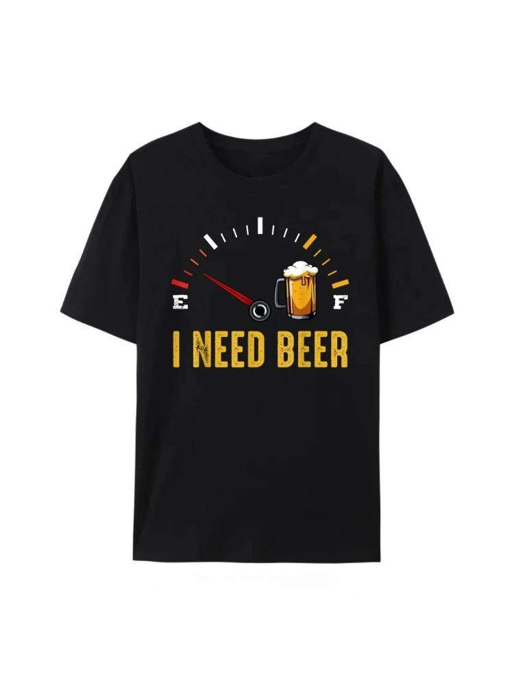 I Need A Beer Meter Alcohol Drinking Funny Brewing Hops Camisetas DURABLE Gifts Tshirt Oneck Tshirt Unisex Fitness T Shirt