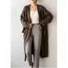 Thickened medium and long knitted cardigan jacket for women's autumn and winter retro loose lazy style medium and long sweater