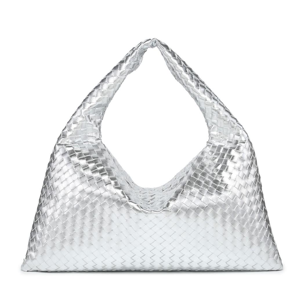 Hand-woven Solid Color Large-capacity Shoulder Bag Women's 2025 New Style Simple Casual Handbag
