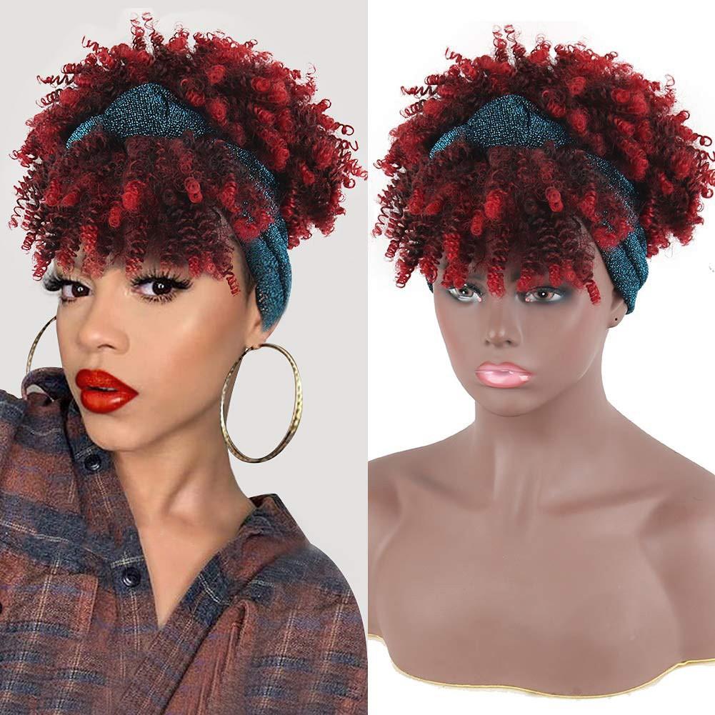 Foreign Trade Explosions African Small Curly Hair Bangs Adjustable Medium Integrated Headband Wig High-Temperature Silk