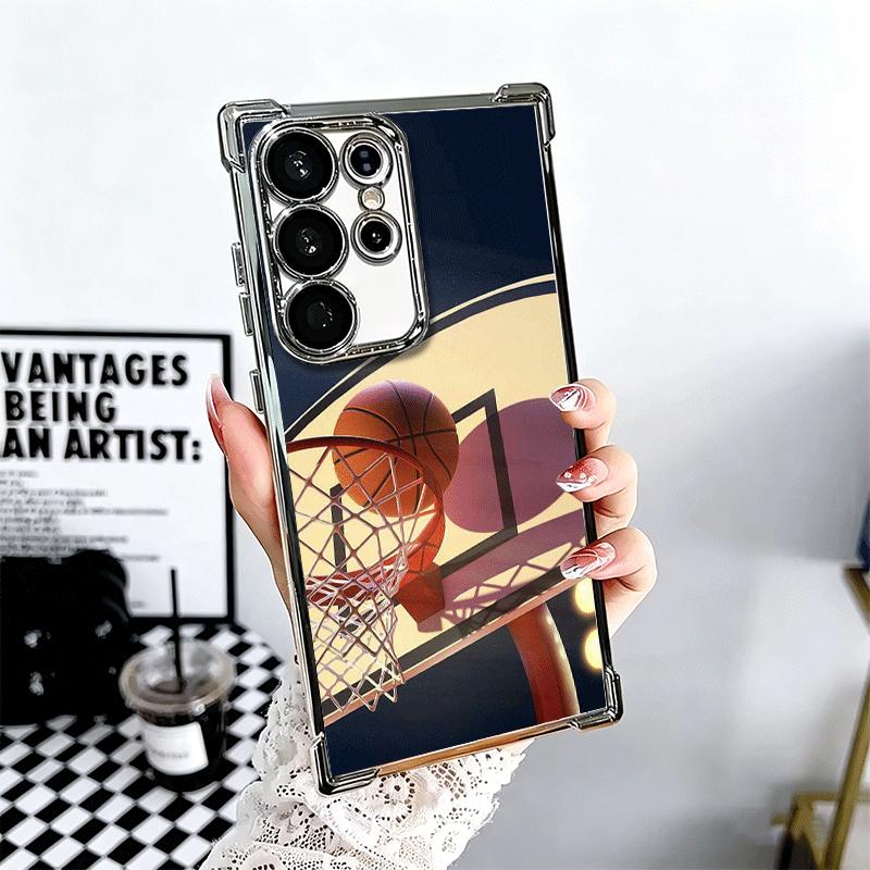 Basketball Basket Sports Plating Phone Case For Samsung Galaxy S24 S25 FE S26 Edge S23 Ultra S22 S21 Plus S20 Anti-Fall Airabag
