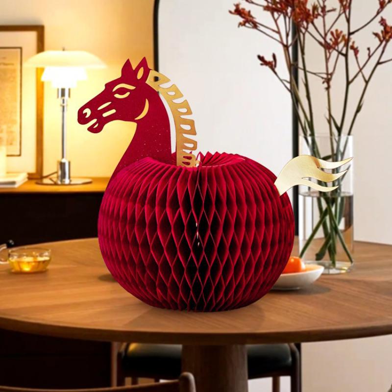 Cute 2026 New Year Horse Ornament For Home Table Decoration Paper Horse Ornament New Year Party Horse Figurines Decoration