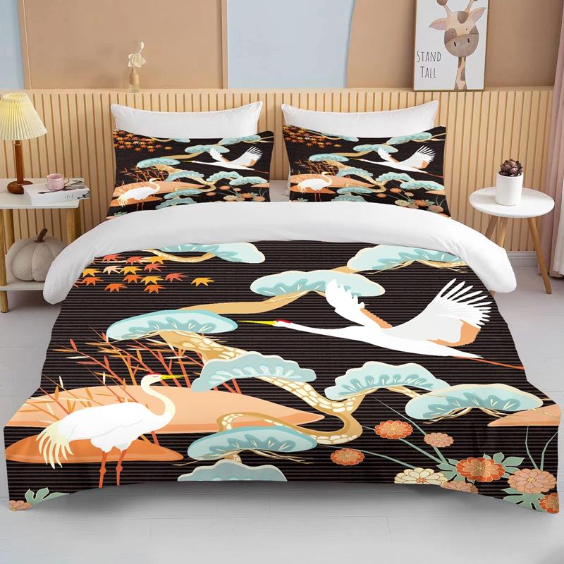 10 Sizes Japanese Kimono Fine Pattern Bedding 3 Piece Set king size double  bedding set microfiber or polyester duvet cover set