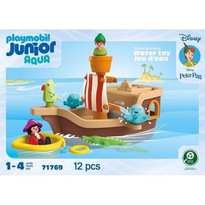 Playmobil junior 71769 peter pan et bâteau pirate, disney, 12 pièces, dès 12 mois