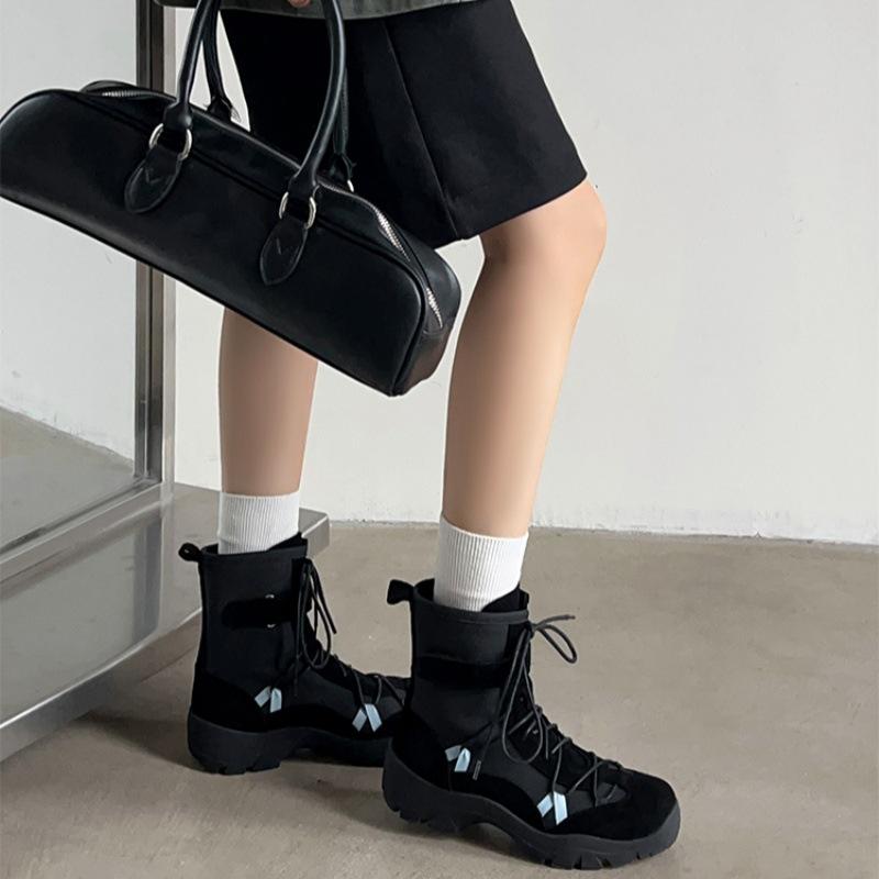 Retro thick-soled heightening lace-up Martin boots women's 2025 autumn new casual sports style casual versatile short boots