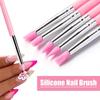 5Pcs Silicone Nail Brush Carving Emboss Hollow Gel Shaping Pink Nail Art Sculpture Pen Drawing Brushes