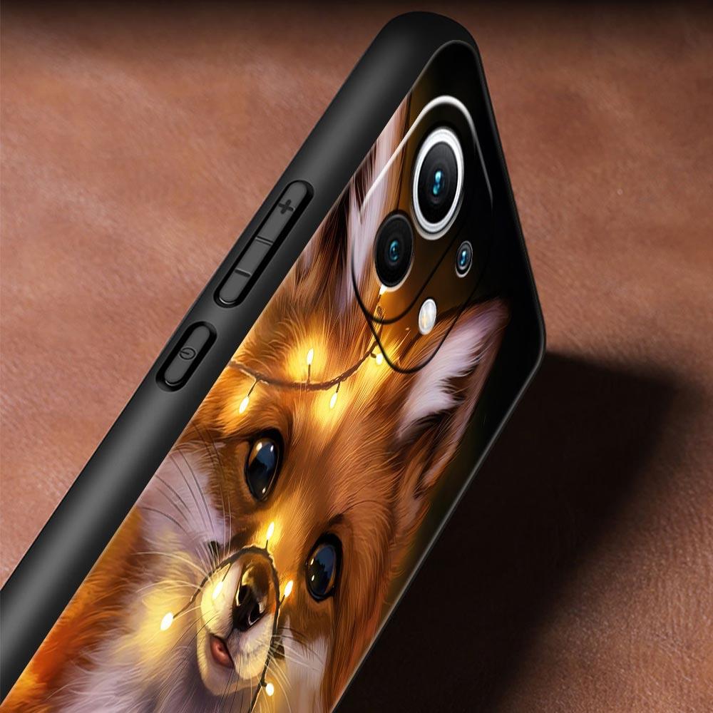 Coque de téléphone Animale Mignonne Dessin Animé Renard Pour Xiaomi Poco X3 NFC M3 M4 F4 X4 Pro 5G F3 GT Mi 12 11T 10 9T 10T Lite 11 Ultra Housse Noire