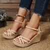 Fashionable Temperament Elegant Banquet High-heeled Sandals Summer New Round Toe Wedge Heel Comfortable Casual Sandals for Women