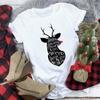 Women's Crew Neck Short Sleeve Graphic Print Christmas T-Shirts Loose Fit Casual Tees