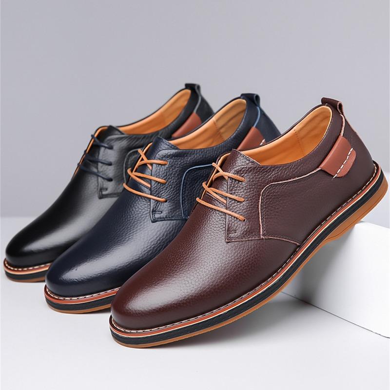 High Quality Mens Leather Shoes Luxury Cowhide Casual Shoes Lace Up Oxford Shoe Large Size Business Dress Shoes for Men Sneakers