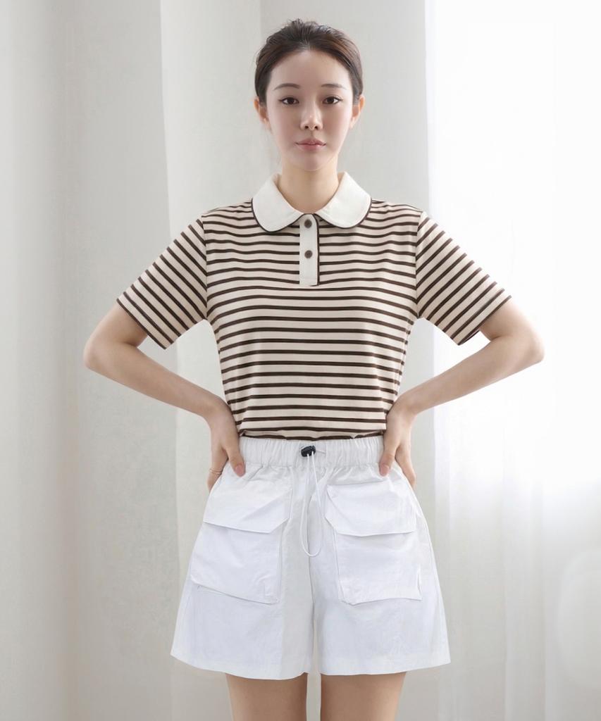 Keulleiseu Pretty Line Collar T-Shirt_Pink