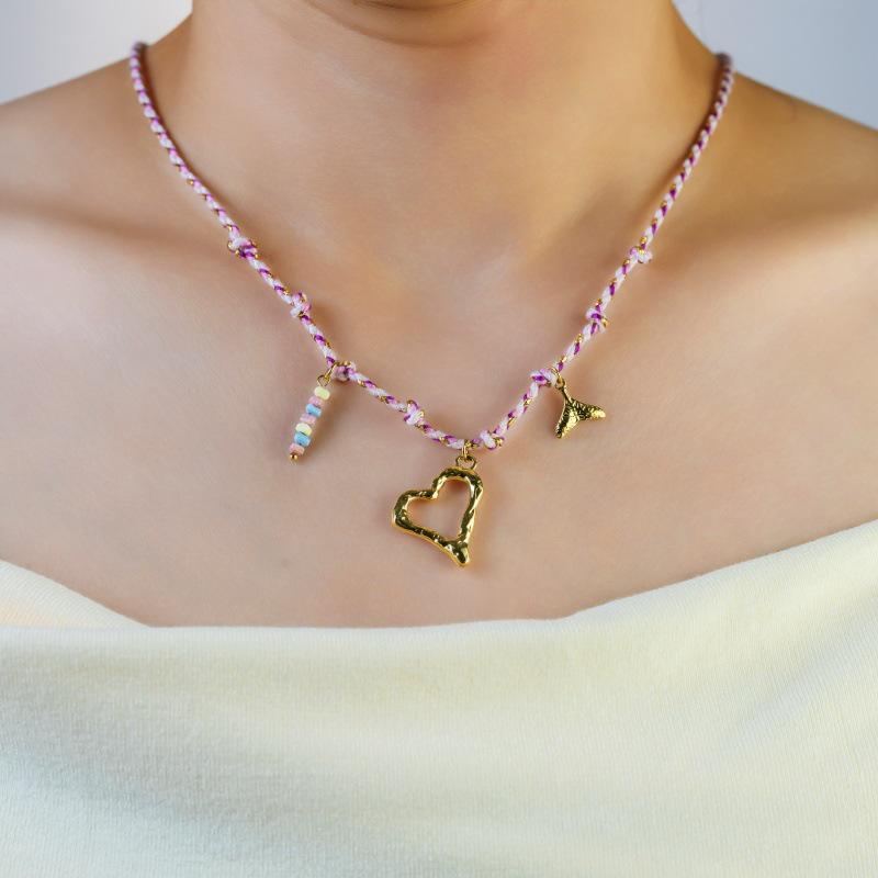 European & American Design Dopamine Color Rope Necklace with Ocean Series Pendant