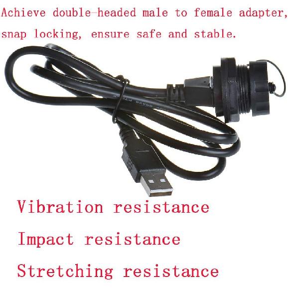 USB2.0 IP67 Waterproof Cable Extension Connector Double Head Coupler Adapter Male To Female Socket Plug Panel Mount, with Waterproof/Dust Cap, with