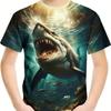 New Shark 3D Digital Print Children's T-Shirt: Short-sleeved, Round-neck, Breathable Summer Sports Top