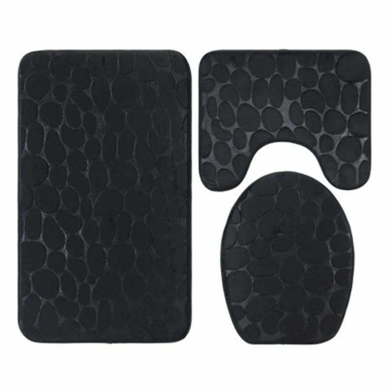 3-Piece Bathroom Rug, 2-Piece Anti-Slip Soft Bath Mat, Shower Mat Set, Toilet Cover, Floor Mat