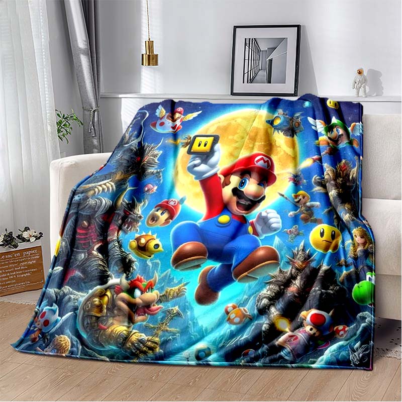Super Mario game blanket, warm and comfortable flannel blanket, suitable for bedrooms, sofas, beds, chairs