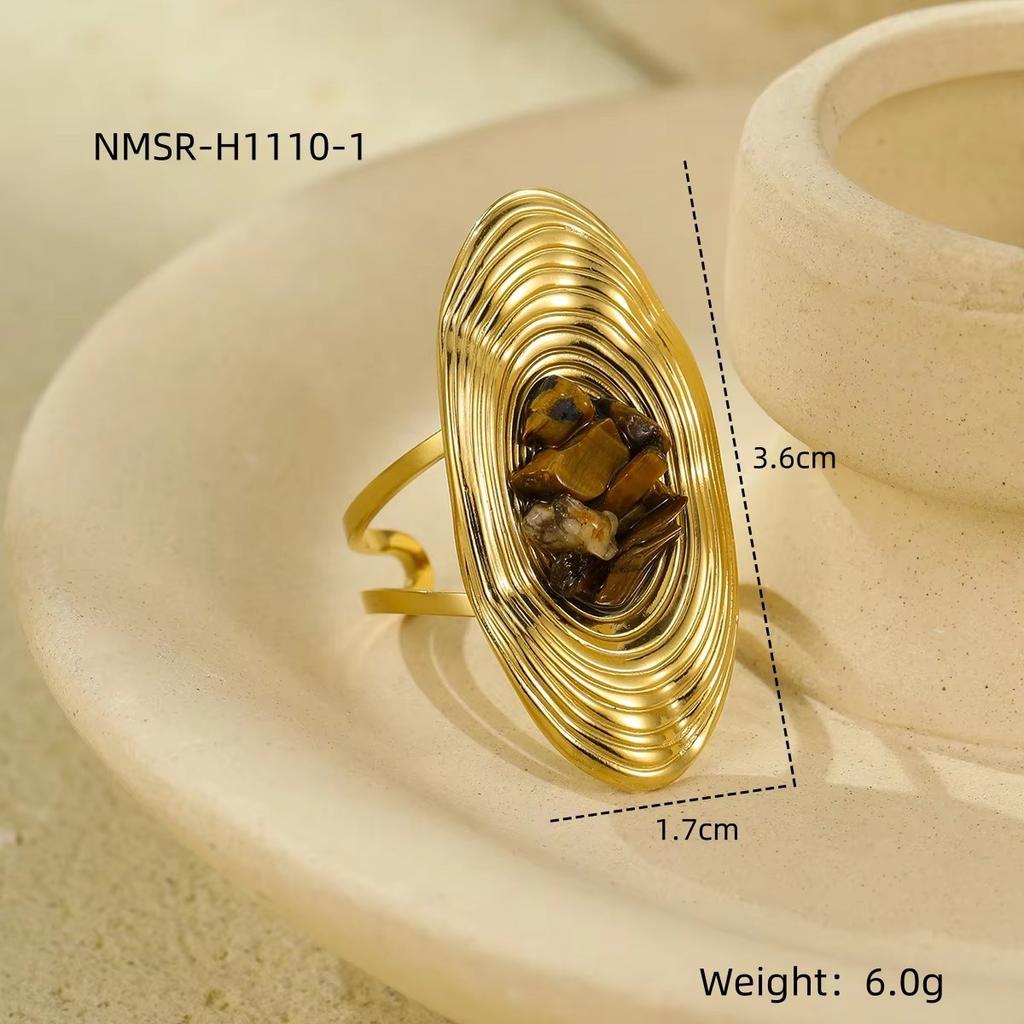 Vintage Advanced Stainless Steel Ring Oval Women's Light Luxury High-end Jewelry