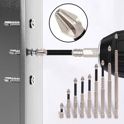 6/9 Pcs High-Magnetic Screwdriver Drill Bit Set Magnetic Screwdriver Bits with Threaded Cross Shaped Strong Magnetic Drill Head