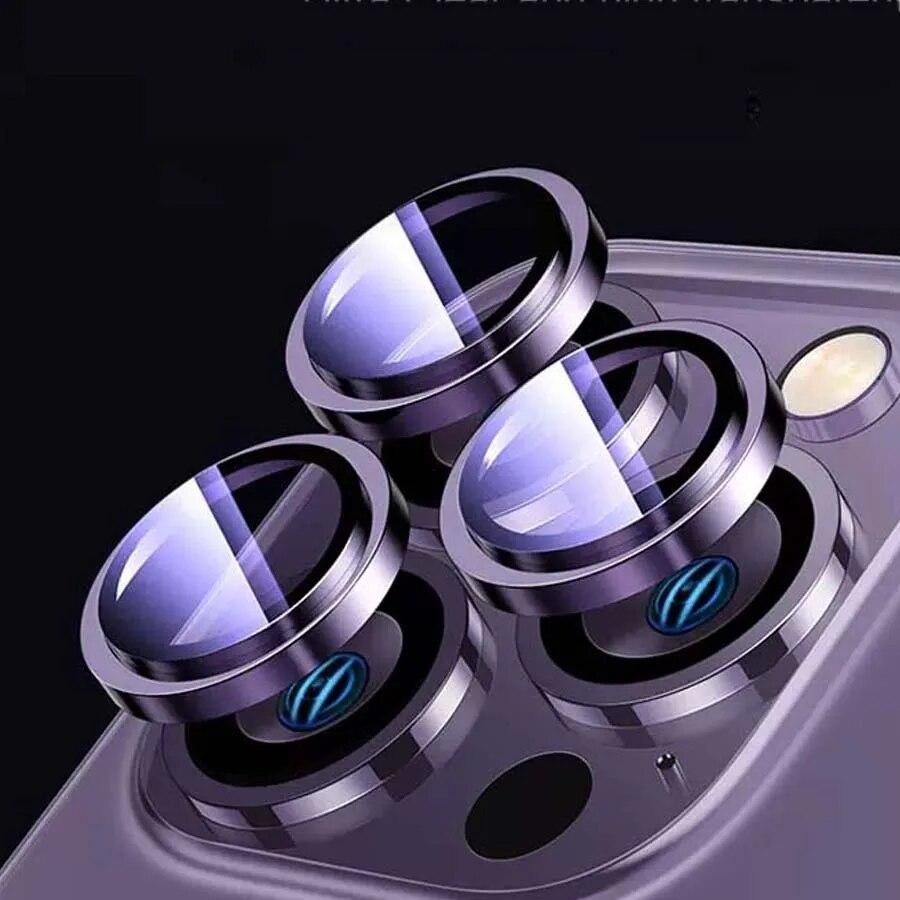 

Металлическая защита объектива камеры для iPhone 15 14 Pro Max, закаленное стекло, металлическое кольцо iPhone 13 12 11, задняя крышка объектива, защитная пленка 15/15Plus (2PCS) фиолетовый