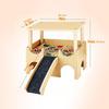 Hamster House Decor Wooden Hamster House Toys Double-Layer Small Animal Toys Habitat Decor With Ladder For Rabbits Ferrets