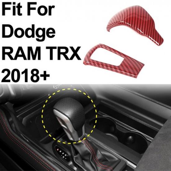 

Central Gear Shift Knob Cover Trim For Dodge Ram 1500 TRX 2018+ Red Carbon Fiber