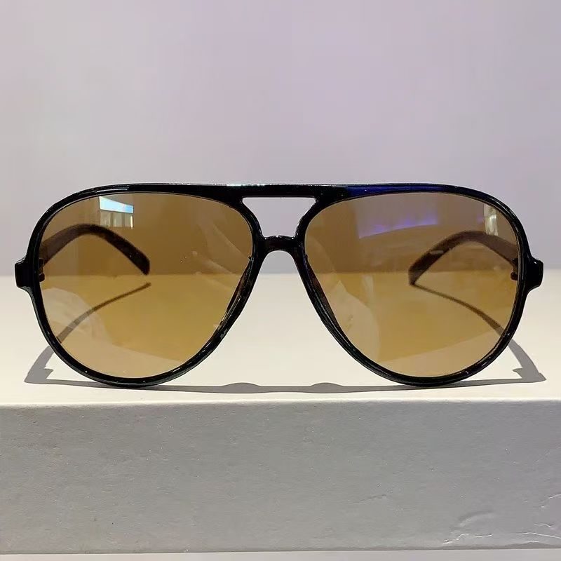 Fashion Brand Designer Oversized Pilot Sunglasses Women For Men Popular Vintage Sun Glasses Punk Double Bridge Eyeglasses Uv400