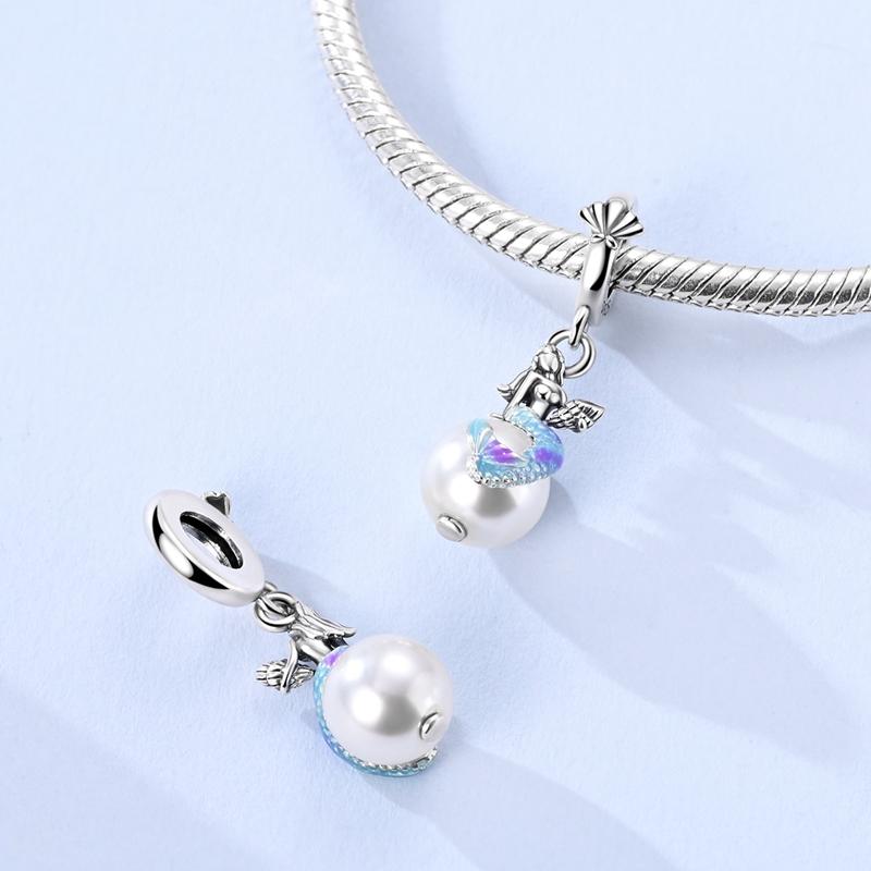 Copper Charms Blue Mermaid Pearl Dolphin Yellow Honey Can Beads Pendant Fit Original Bracelet Diy Jewelry For Women