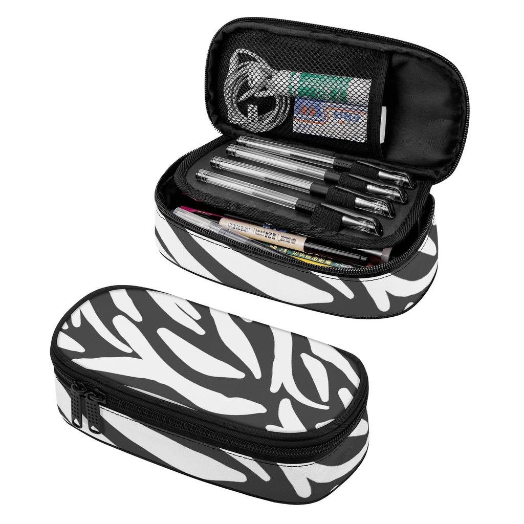 Pencil Bag Printed 300D Polyester Easy Open Zipper with Main Pocket Mesh Layer and Removable Pen Divider for Classroom Use