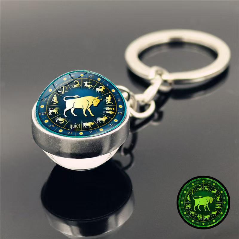 Luminous Zodiac Keychain: Dvanáct souhvězdí s přívěsky ve znamení Býka a Vodnáře