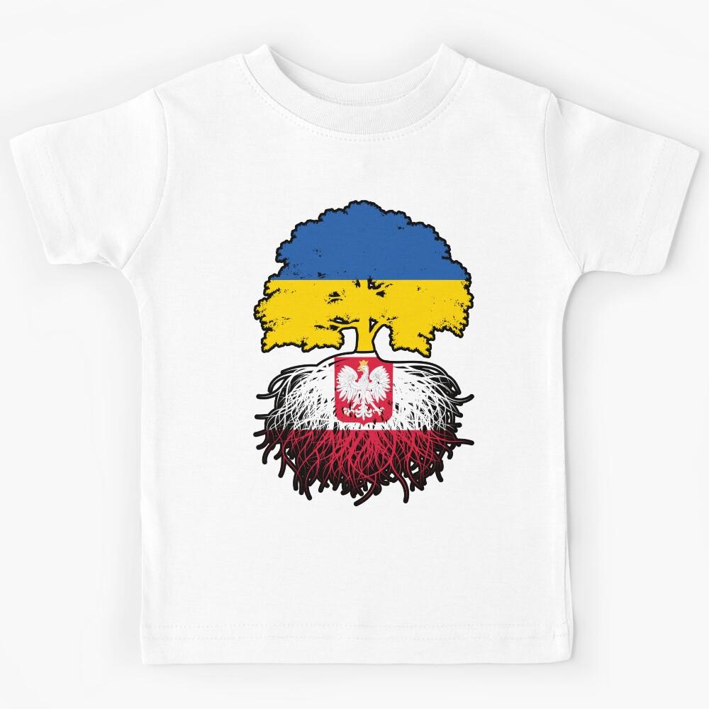 Poland Polish Ukrainian Ukraine Tree Roots Flag Kids T-Shirt 110