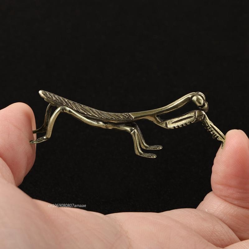 Kobber Mantis Miniatyr Ornament Te Kjæledyr Antik Solid Insekt Figur Skrivebordsdekorasjon Håndverkstilbehør Vintage Blomsterpotte Dekor