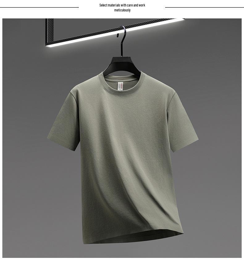 Camiseta de Manga Corta con Cuello Redondo Antibacteriana de Algodón Lyocell Sin Costuras para Hombre - Color Sólido Casual de Verano Capa Base