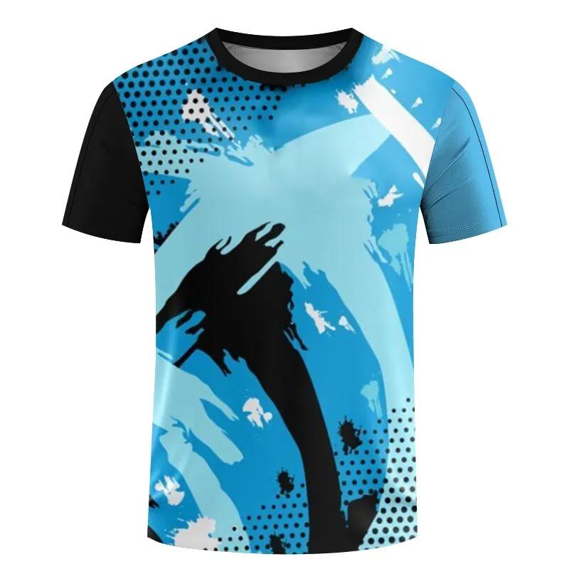 Fashion Table Tennis Sports T Shirts Summer Casual Short Sleeve Men Women 3D Printed T-shirts Loose Quick Dry Breathable Tees