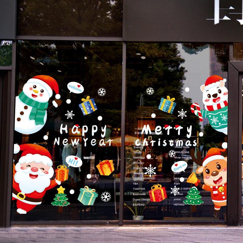 Festive Christmas Window & Glass Door Stickers – Self-Adhesive, Creative Decorative Wall Decals for a Happy Holiday Atmosphere