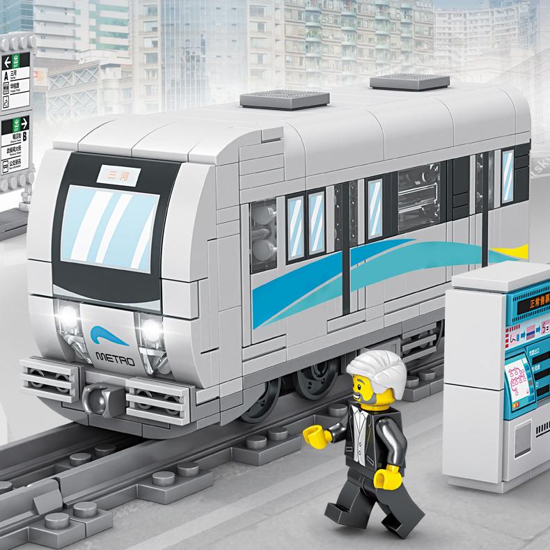 City Train Train Train Subway Scene Assembling Blocks Boy