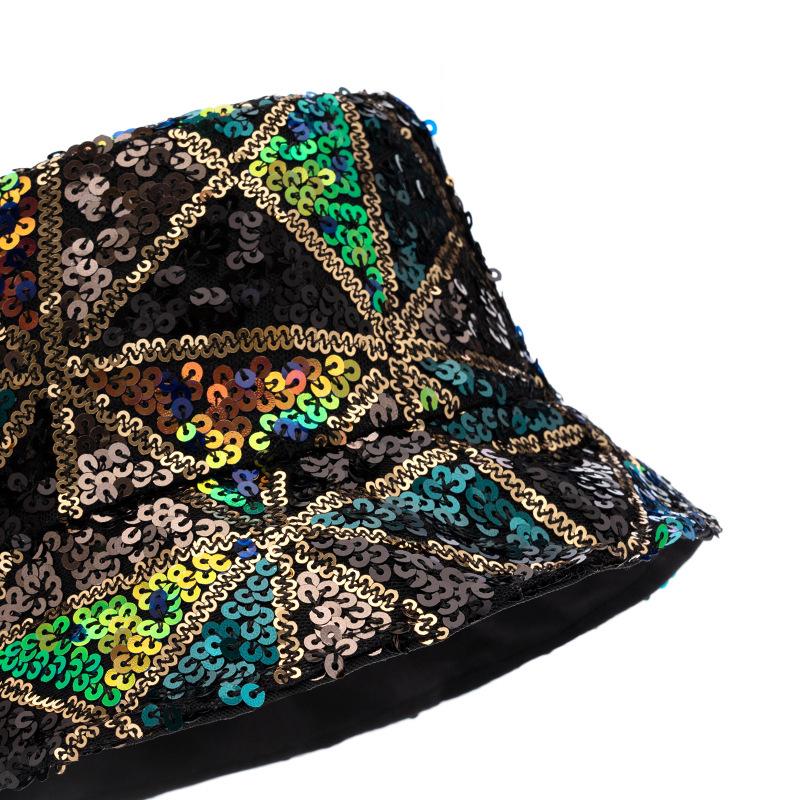 Color Sequins Fisherman Hat Women's Bucket Hat Foldable Basin Hat