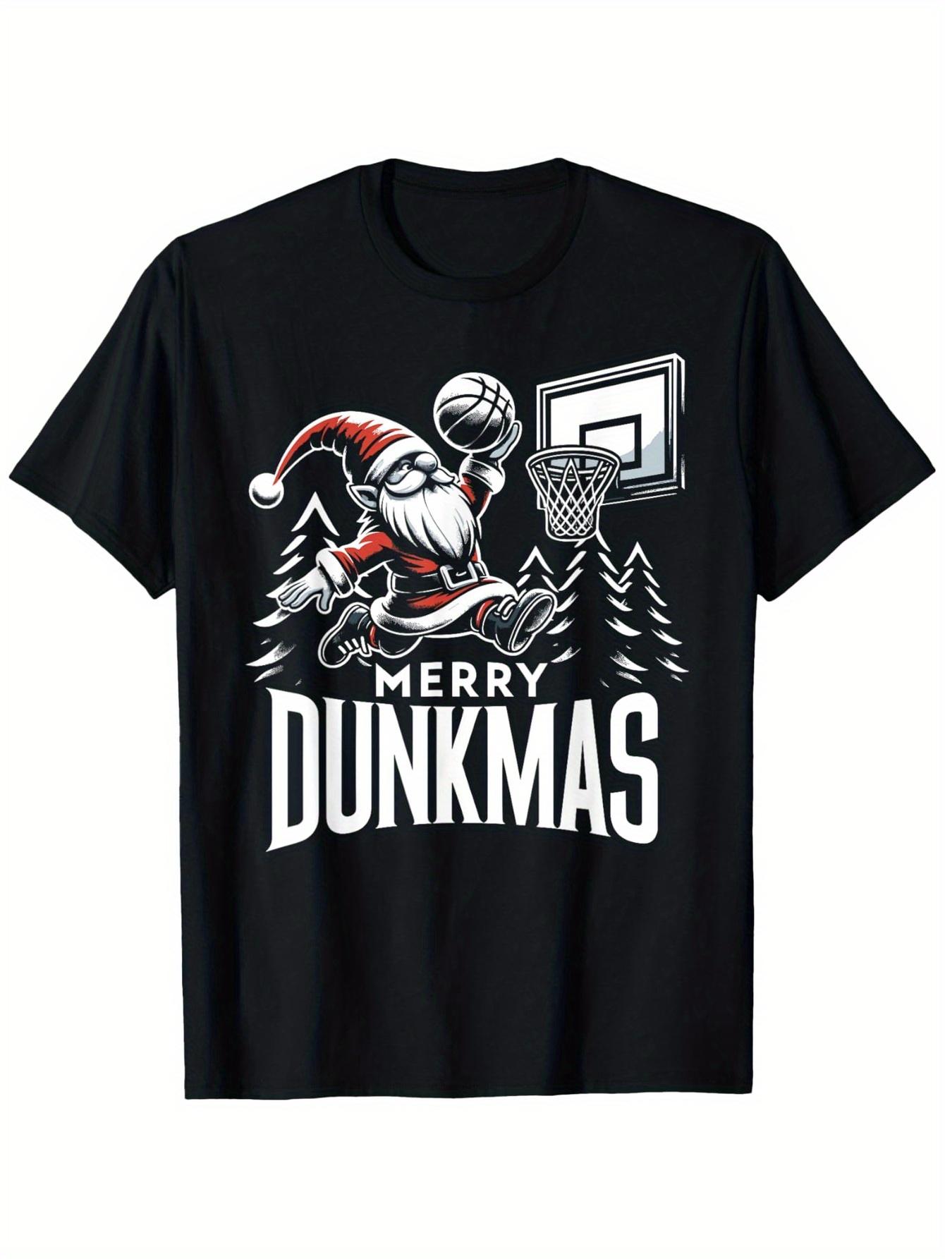 Basketball Gnome Merry Dunkmas Christmas Basketball Player TShirt Men Clothing T Shirts Oversized T Shirt S