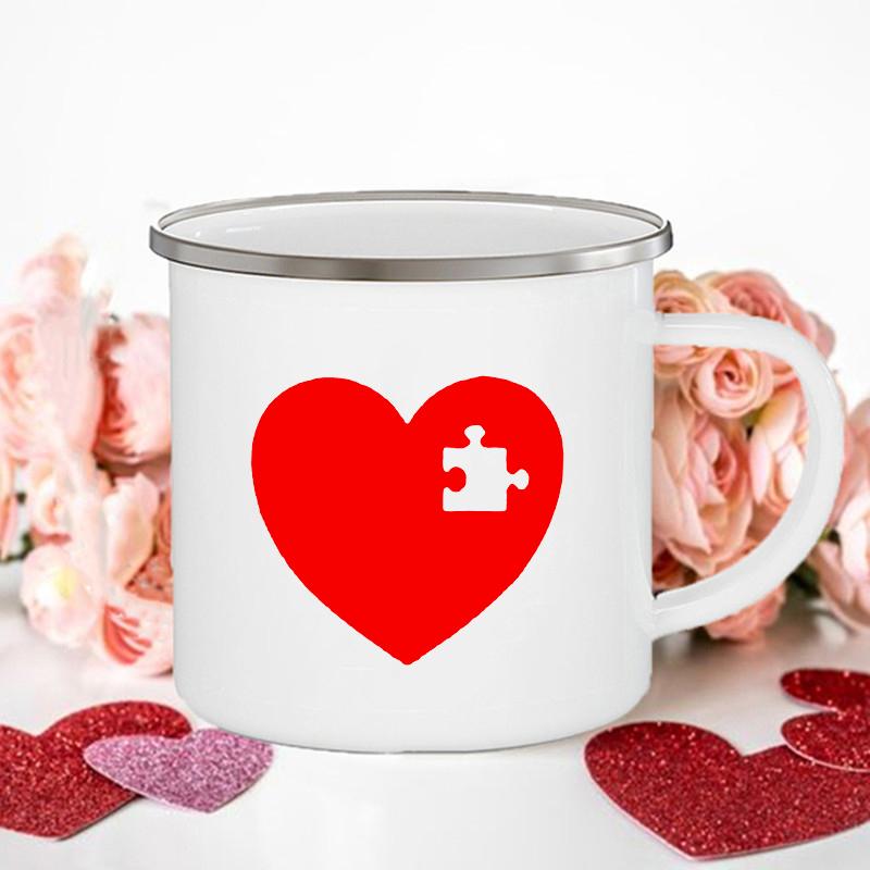 Frau/Herr Richtig Druck Paar Tassen Kreative Kaffeetasse Getränk Dessert Frühstück Milchbecher Emailletassen Henkel Trinkgeschirr Valentinstagsgeschenk
