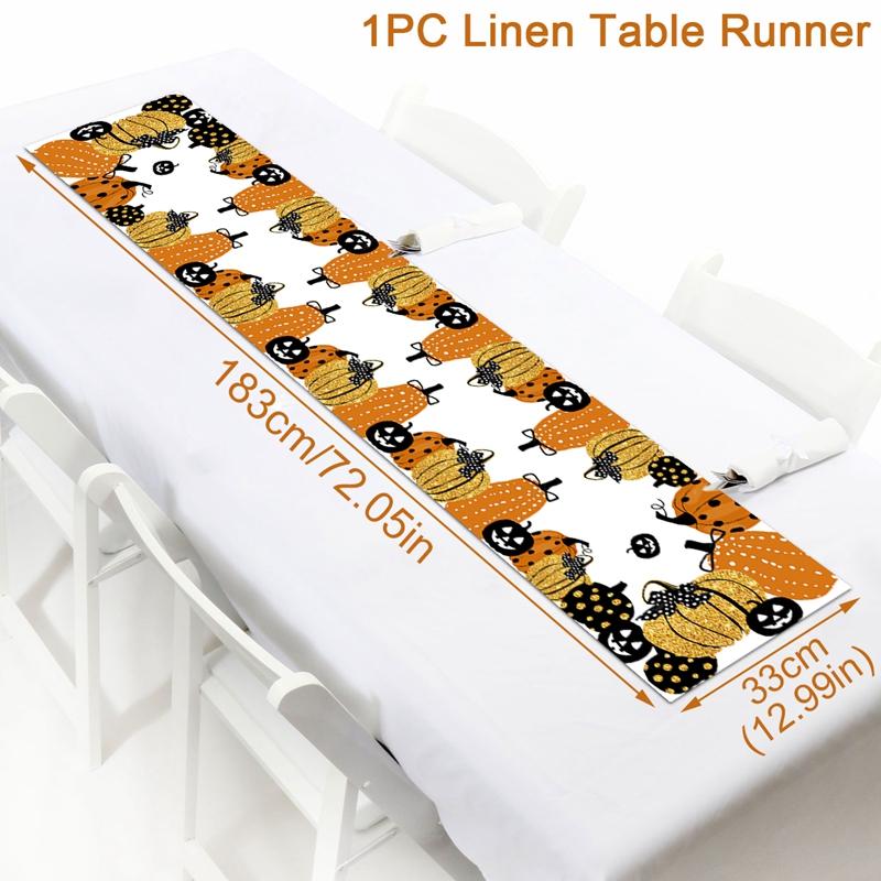 Льняная дорожка на стол для вечеринки на Хэллоуин Счастливого Хэллоуина Декор для дома Дети Угощения или розыгрыш Тыква Летучая мышь Принадлежности для вечеринки ужасов