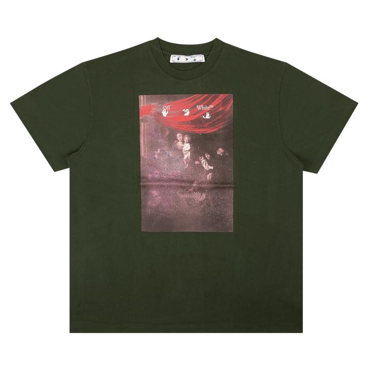 Off-White с напылением Caravaggio с короткими рукавами зеленыебелые мужские топы OMAA038S21JER0055901 M 19980₽