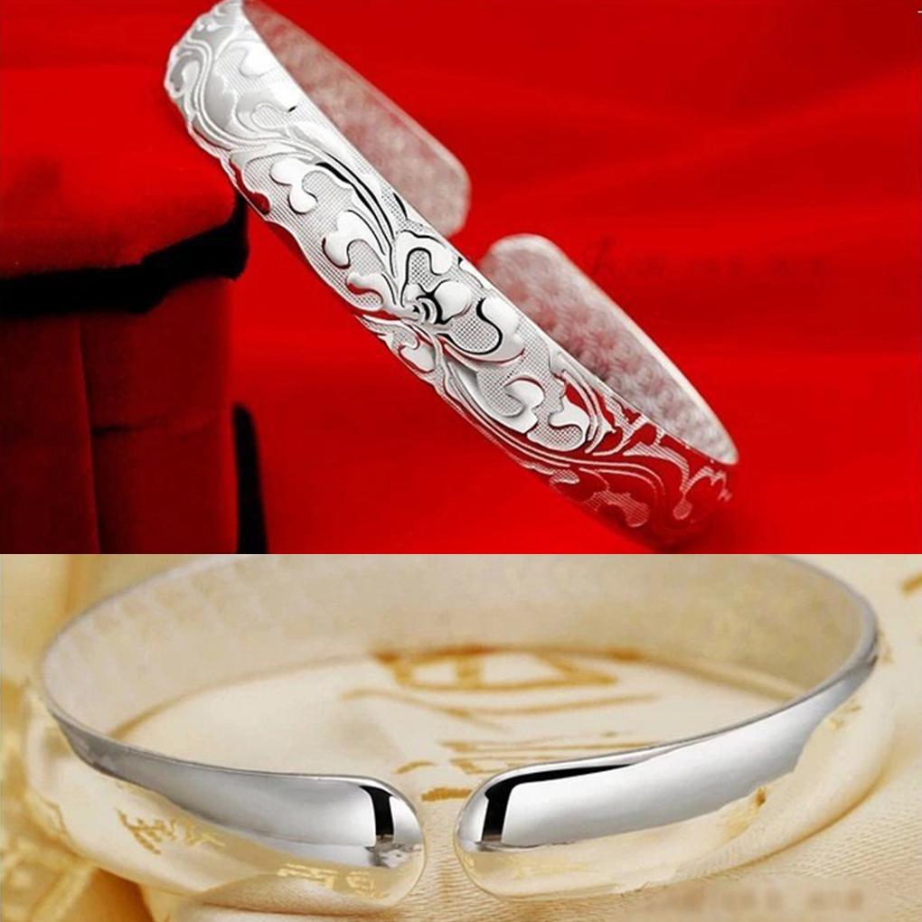 Women Jewelry Sterling Silver Bracelet Fashion Cuff Bangle Chain Bracelets